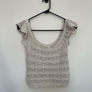 Cream Knit Ruffle Sleeve Top Jessica Simpson Size Small